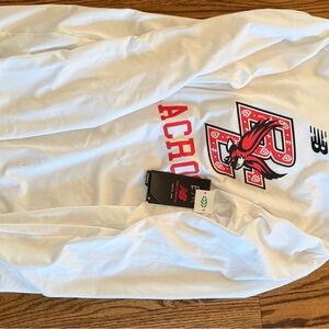 New Balance White Long Sleeve Tee with Red Graphics